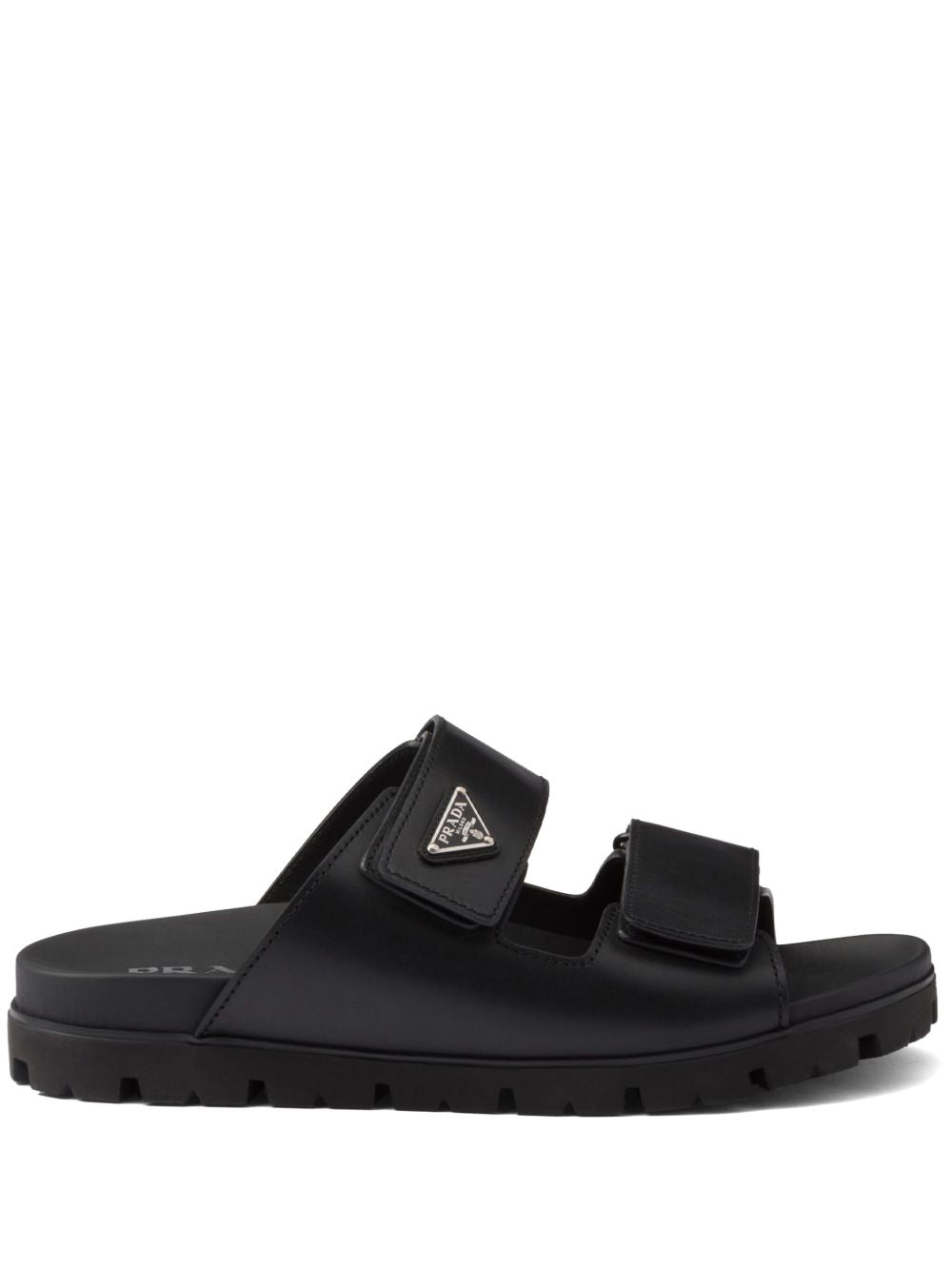 Black leather strap sandals