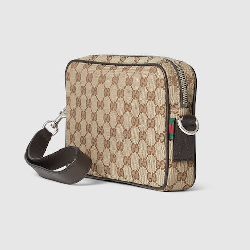 Kleine Schultertasche aus GG-Canvas in Beige und Braun