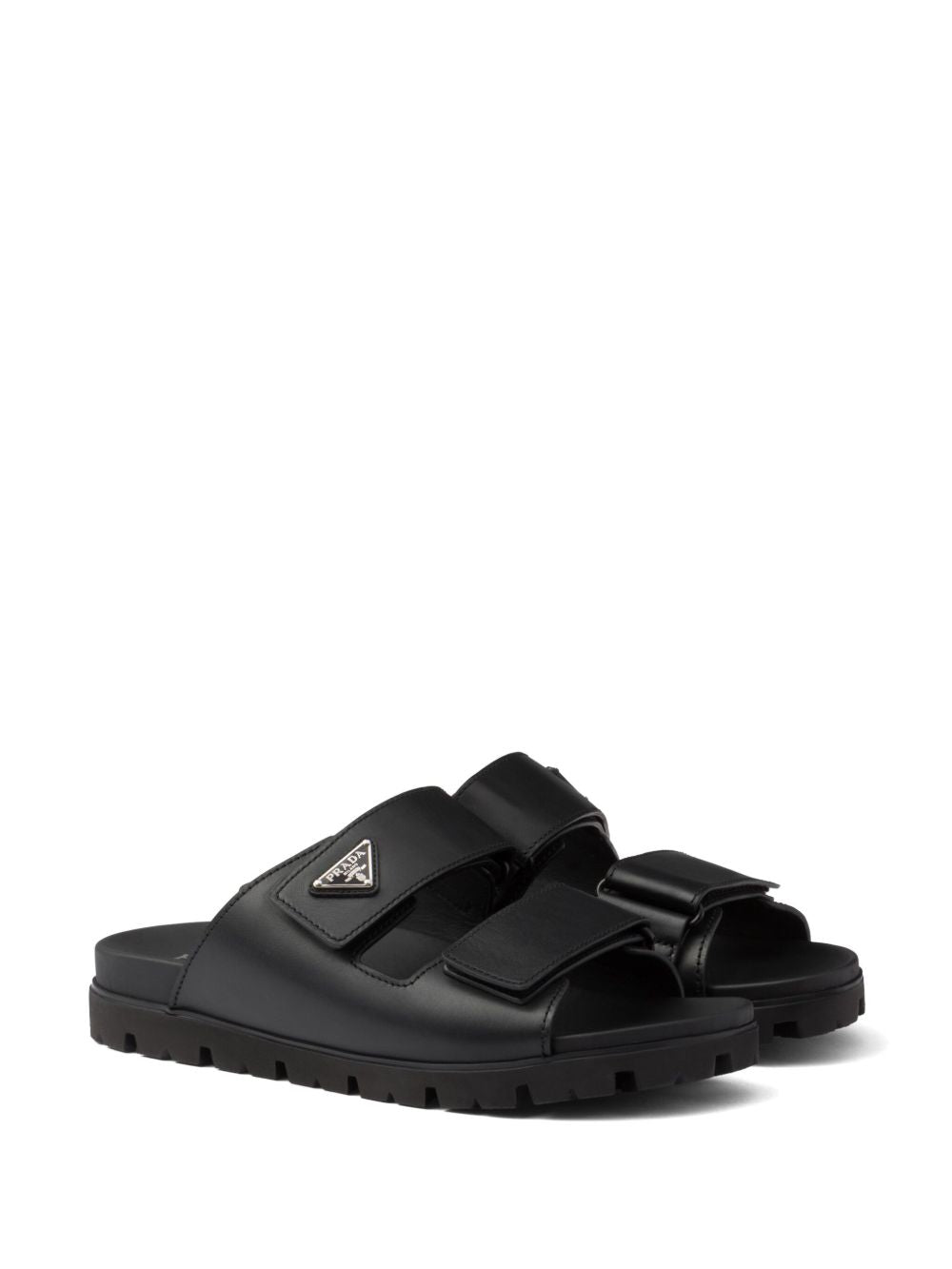 Black leather strap sandals