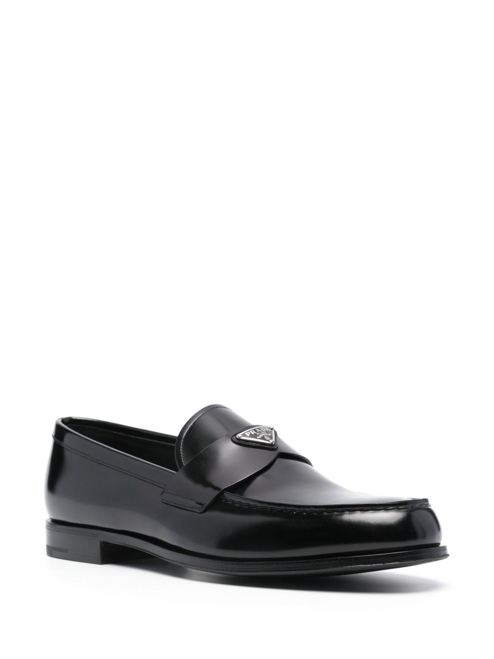Leather loafers with enameled triangular logo