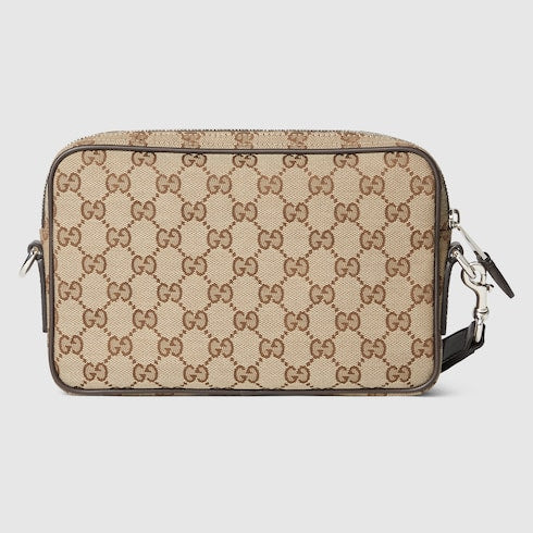 Kleine Schultertasche aus GG-Canvas in Beige und Braun