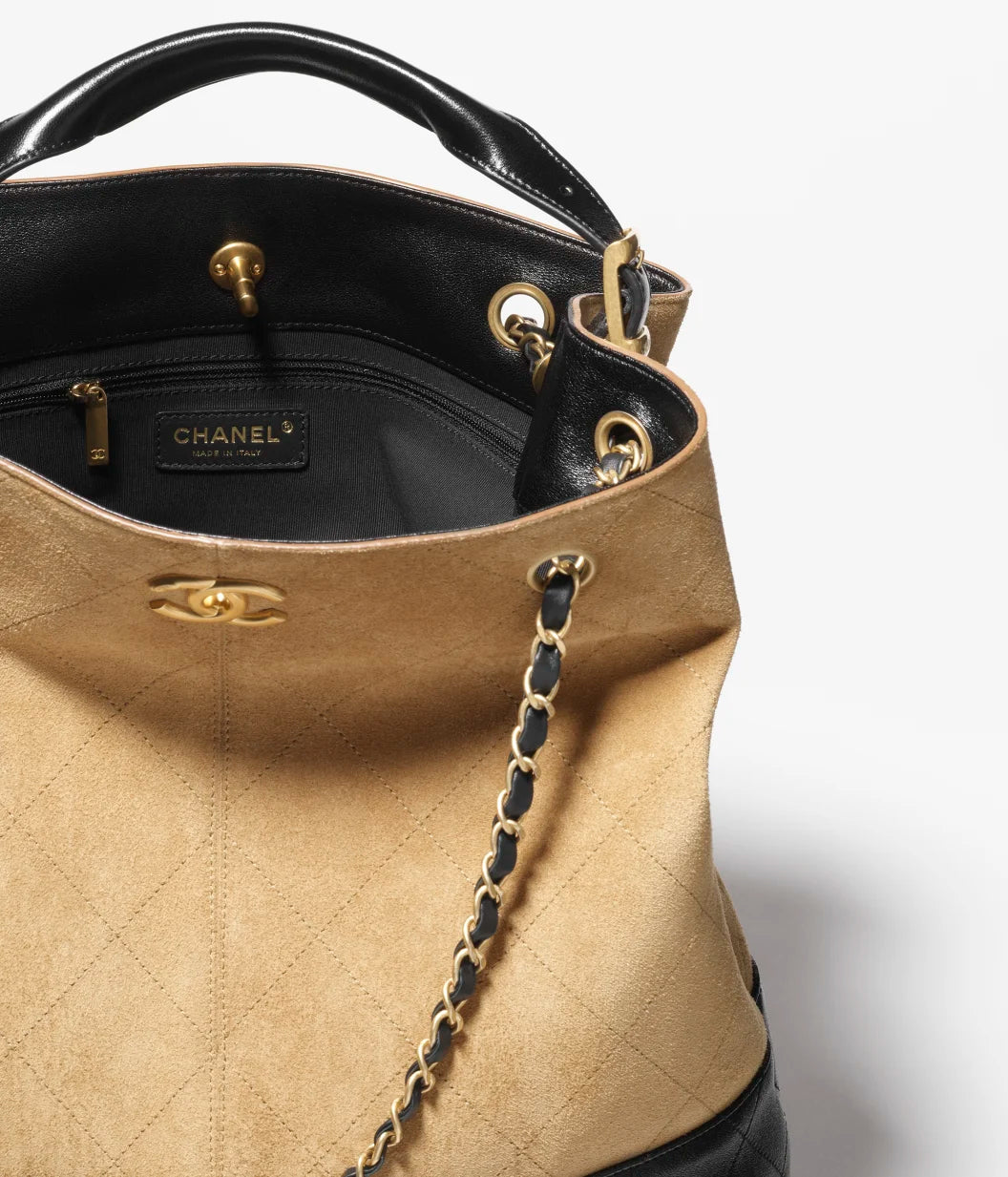 Beige & Schwarze Einkaufstasche