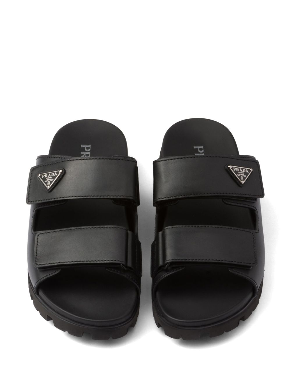 Black leather strap sandals