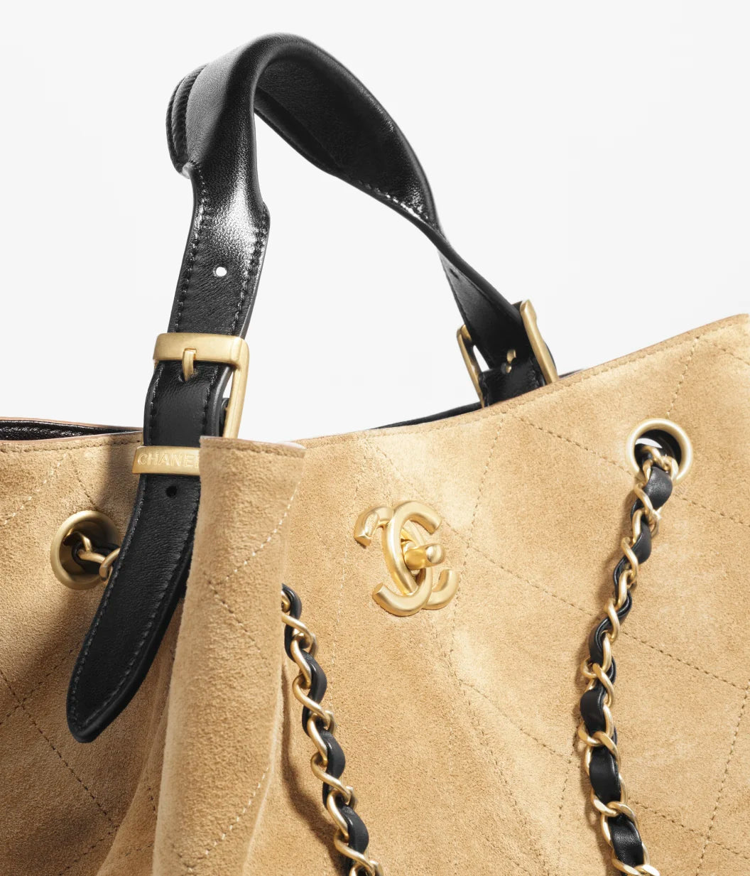 Beige & Schwarze Einkaufstasche
