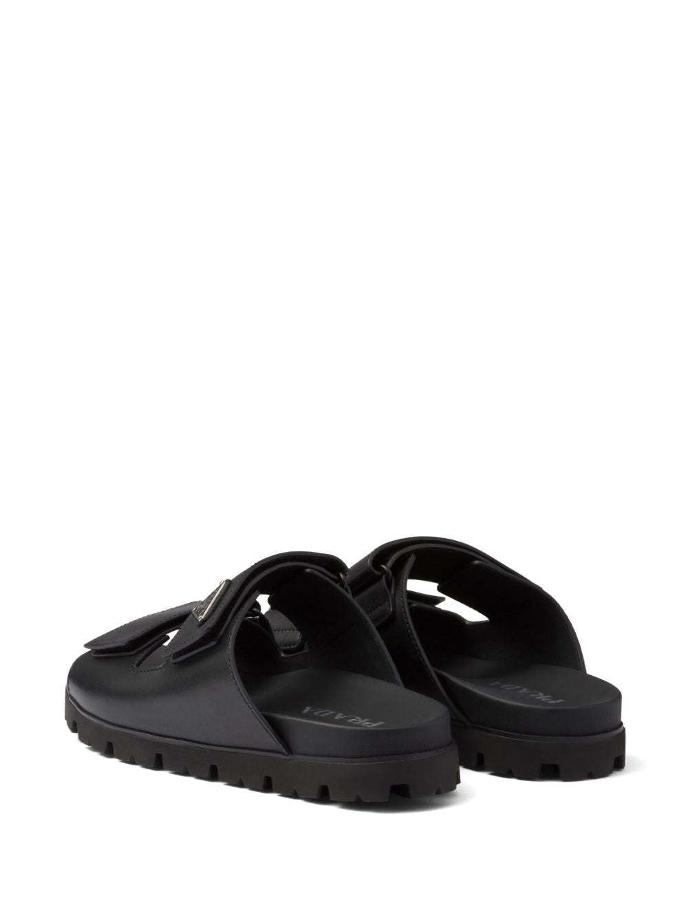 Black leather strap sandals