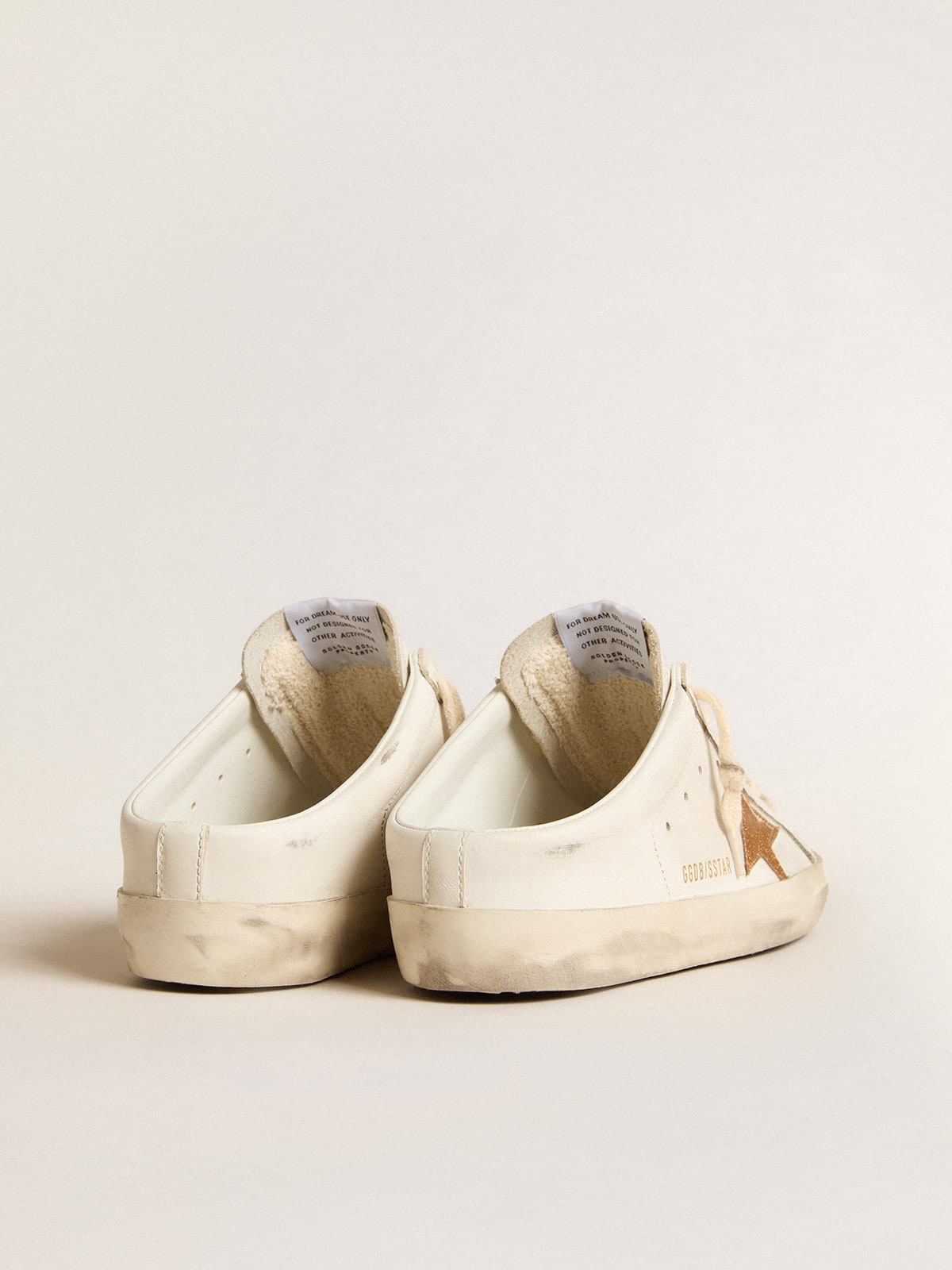 Super-Star Sabot in pelle con stella in glitter oro plastificati