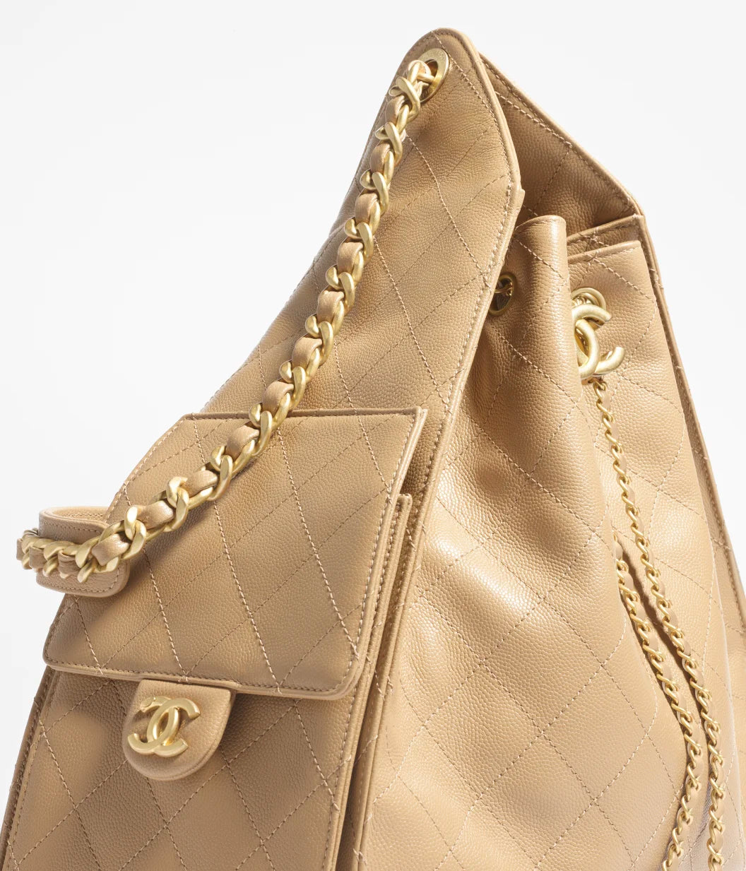CHANEL 25 Mittlere Tasche in Dunkelbeige