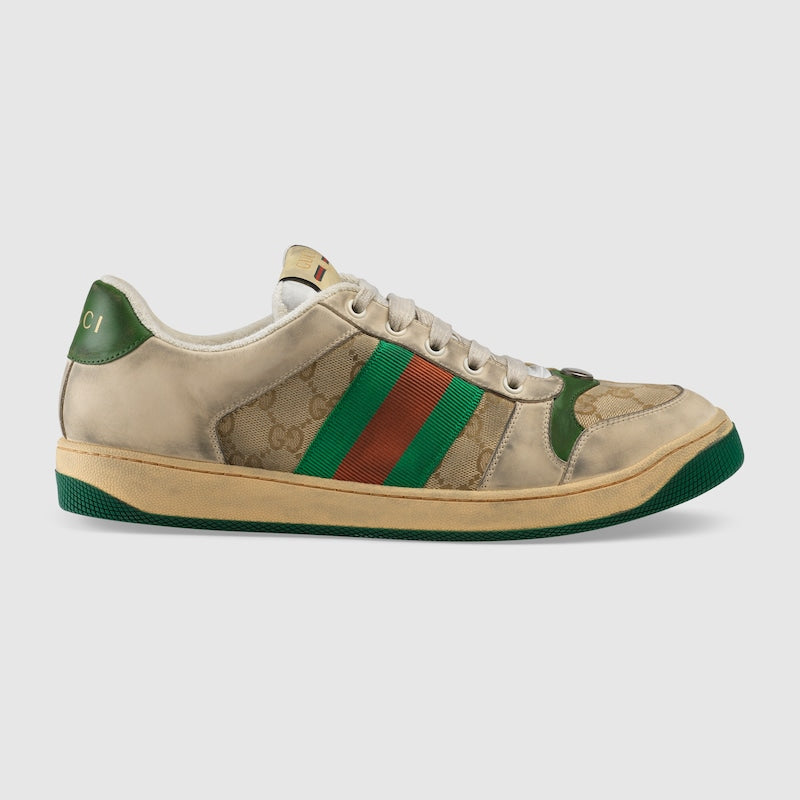 Sneaker Screener aus weißem Leder und GG-Stoff