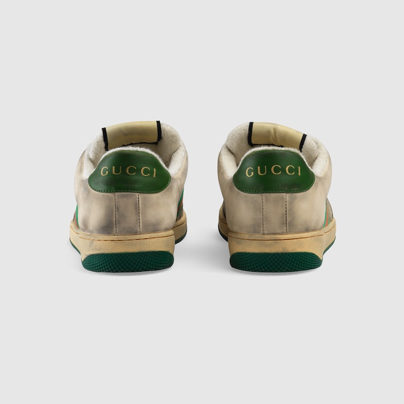 Sneaker Screener aus weißem Leder und GG-Stoff
