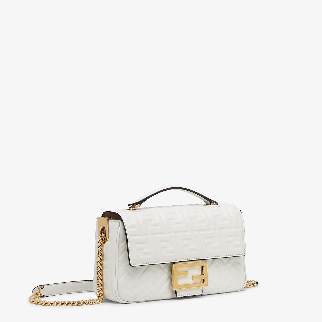 Baguette Chain Midi in white nappa
