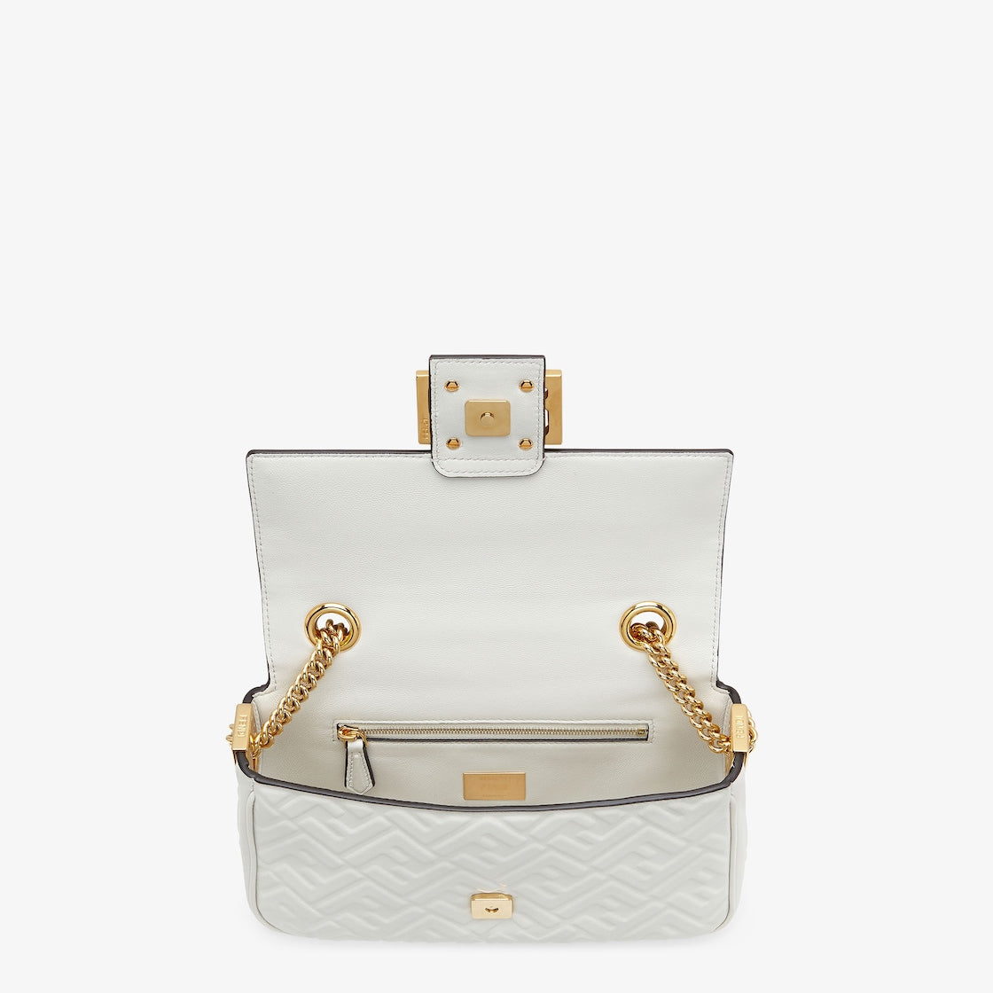 Baguette Chain Midi in white nappa