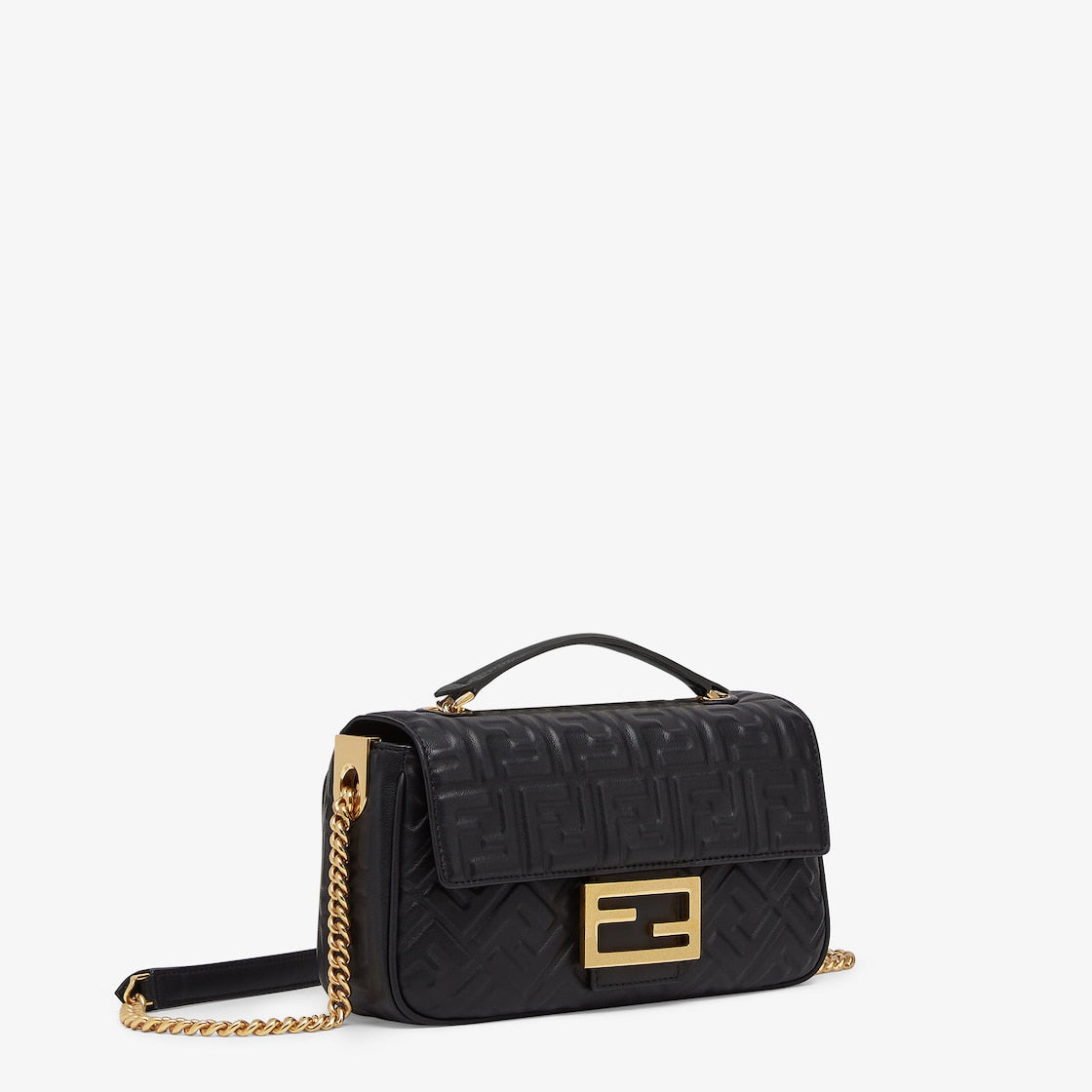 Baguette Chain Midi in black nappa with FF motif