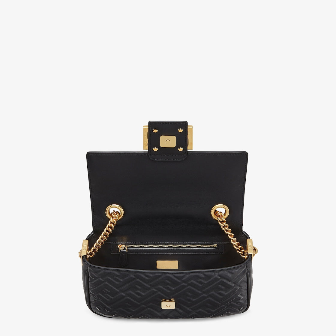 Baguette Chain Midi in black nappa with FF motif