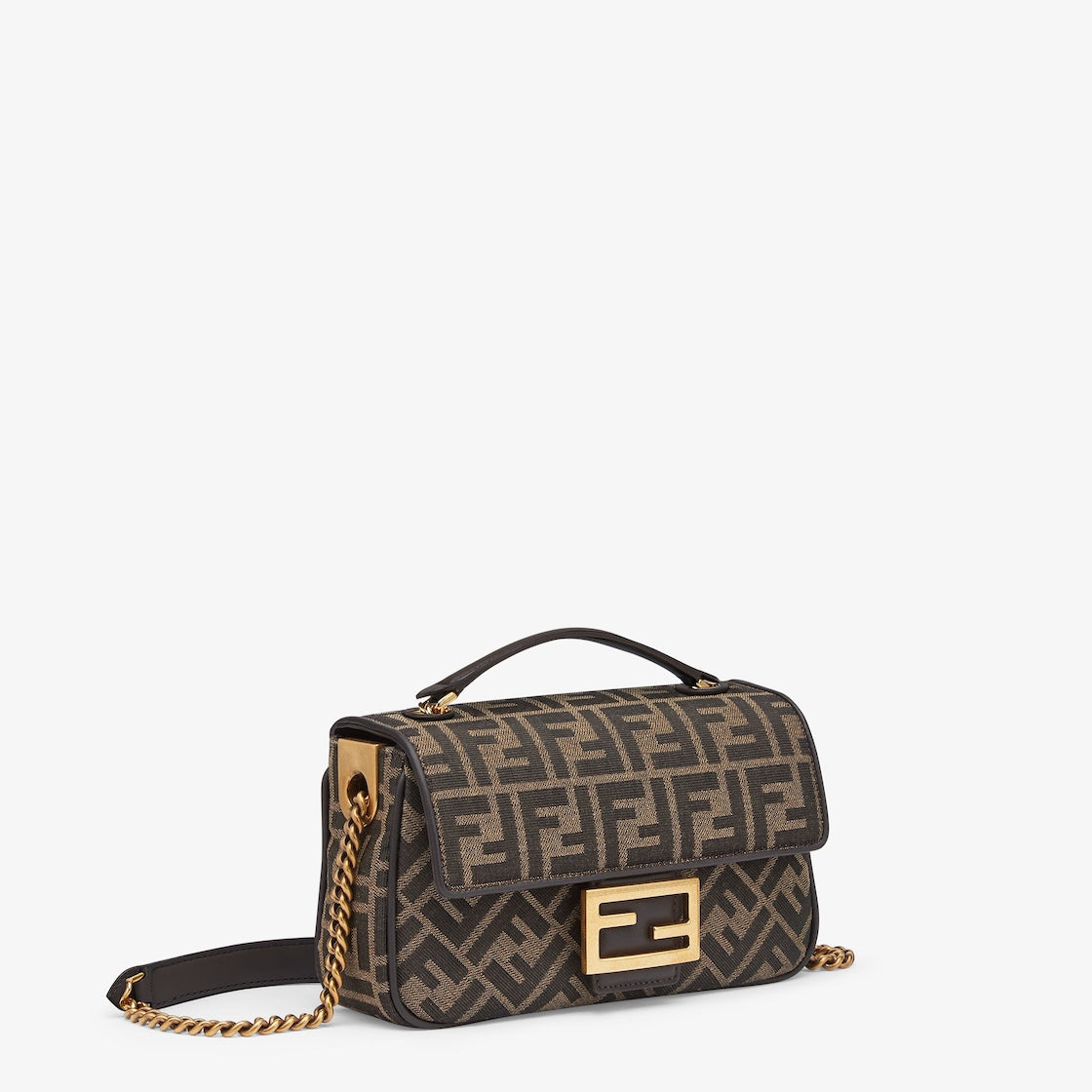 Baguette Chain Midi in brown FF jacquard fabric