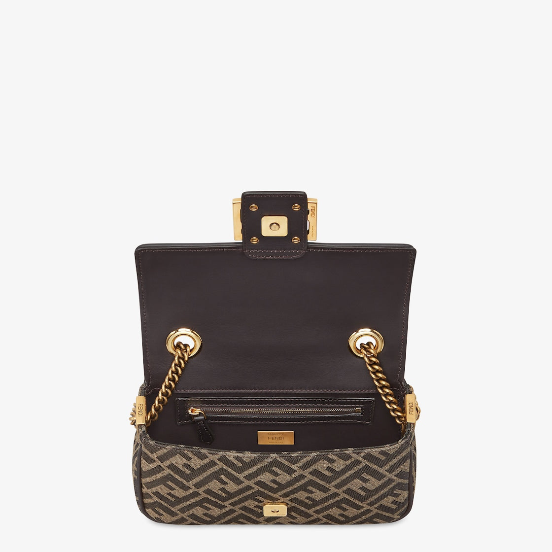 Baguette Chain Midi in brown FF jacquard fabric