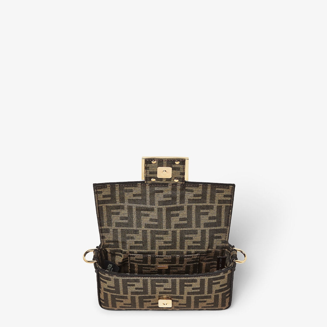 Mini Baguette in brown FF jacquard fabric