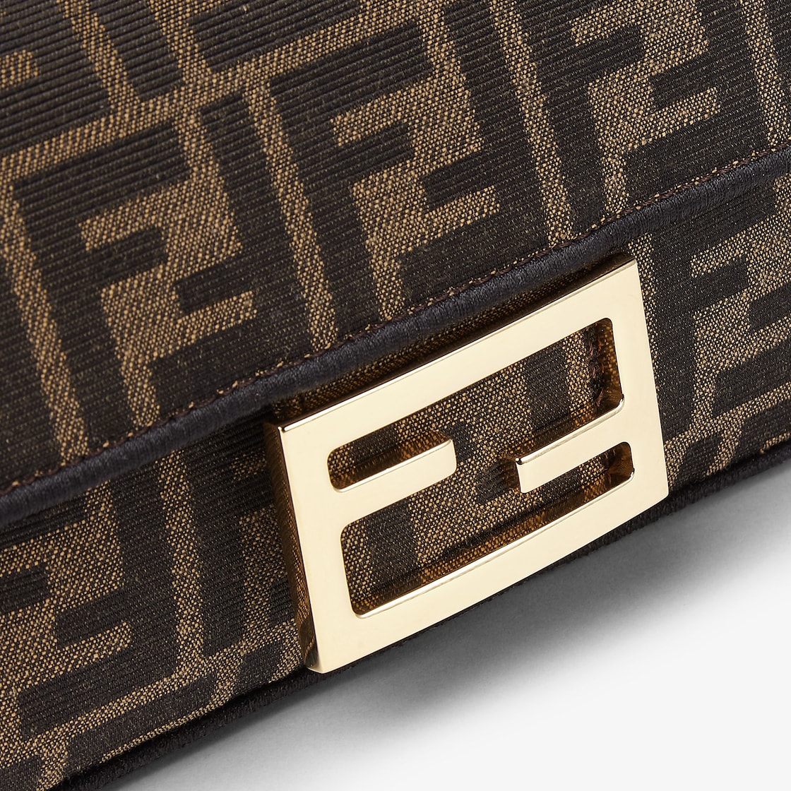 Mini Baguette in brown FF jacquard fabric