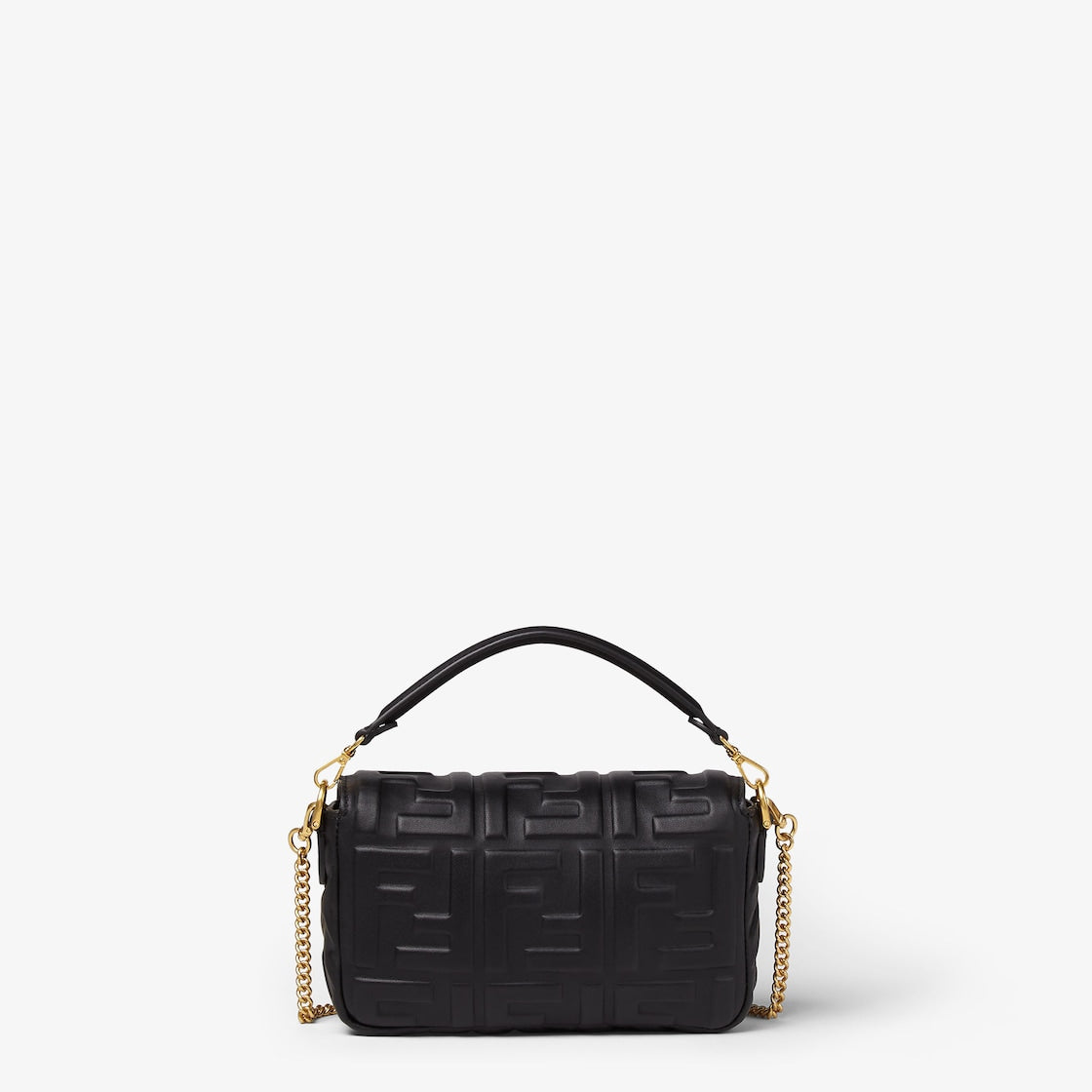 Mini Baguette in black nappa with FF motif