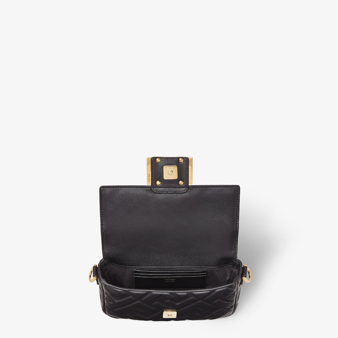 Mini Baguette in black nappa with FF motif