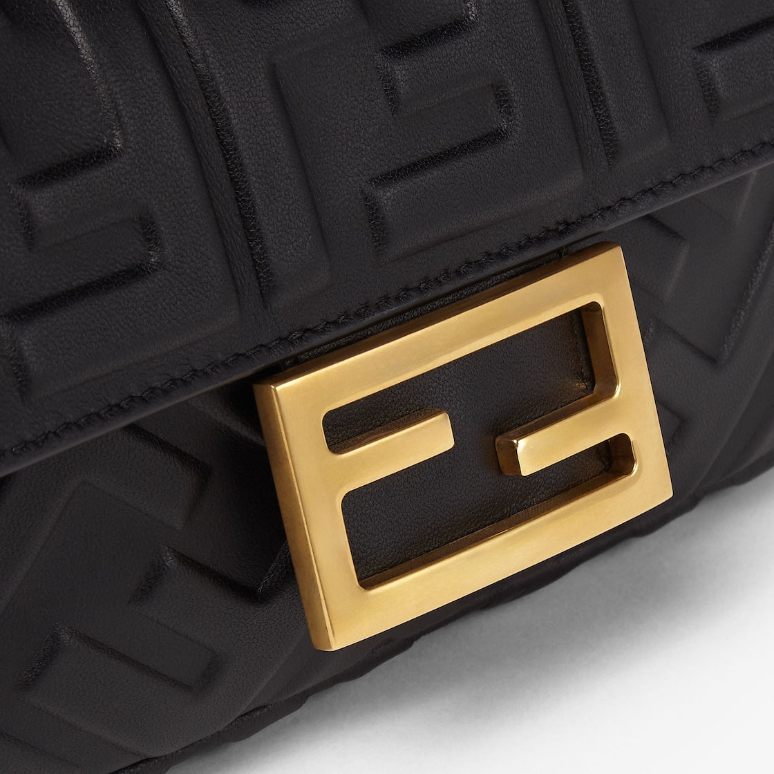 Mini Baguette in black nappa with FF motif