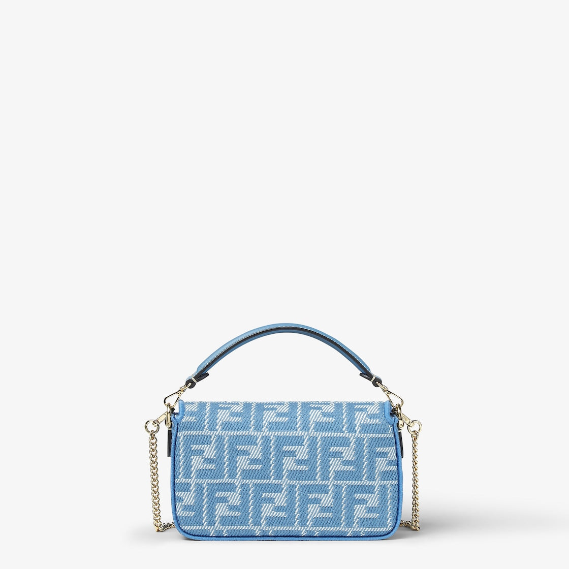 Mini baguette in blue FF denim jacquard