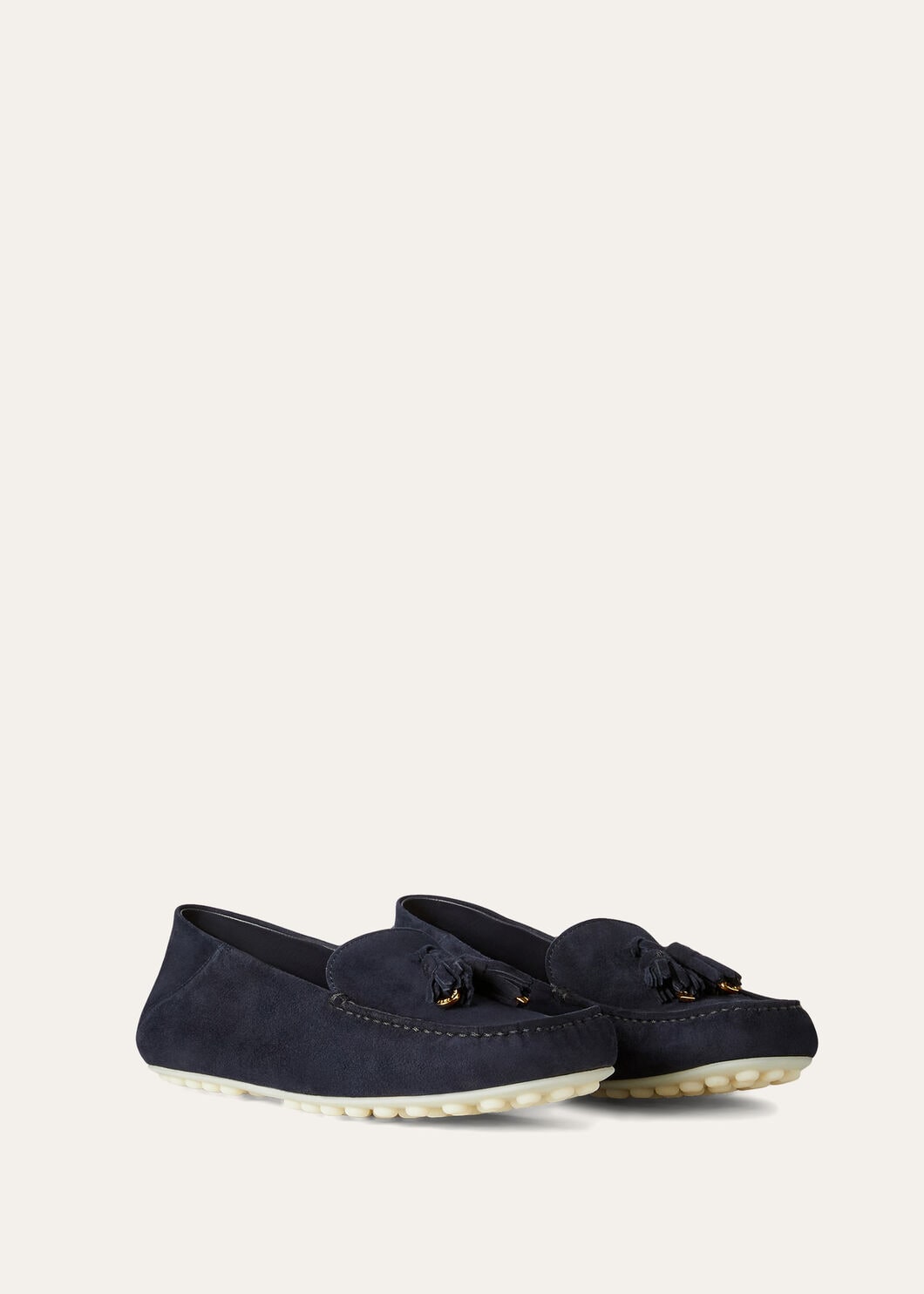 Dot Sole Walk Navy Blue Suede Moccasins Women