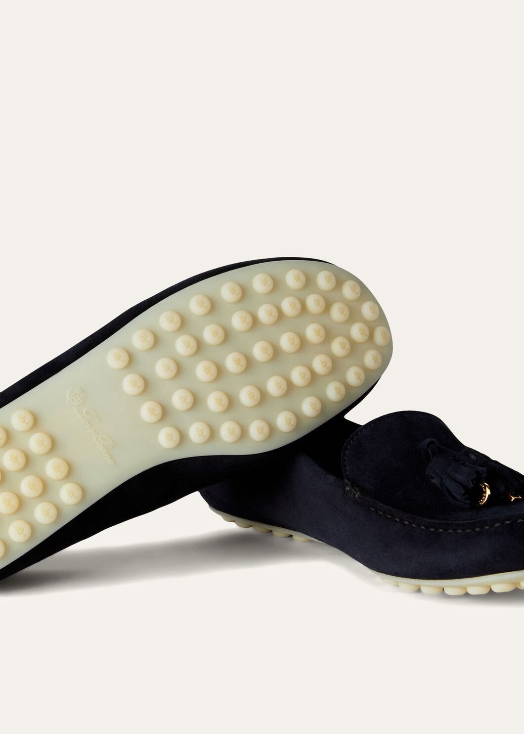 Dot Sole Walk Navy Blue Suede Moccasins Women