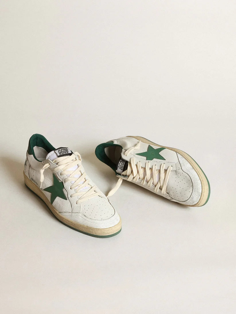 Ball Star in white nappa with green leather star and heel