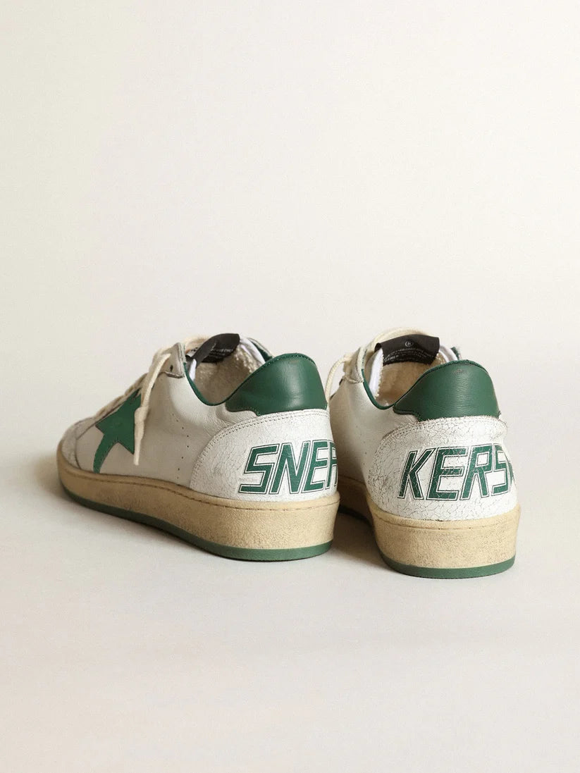 Ball Star in white nappa with green leather star and heel