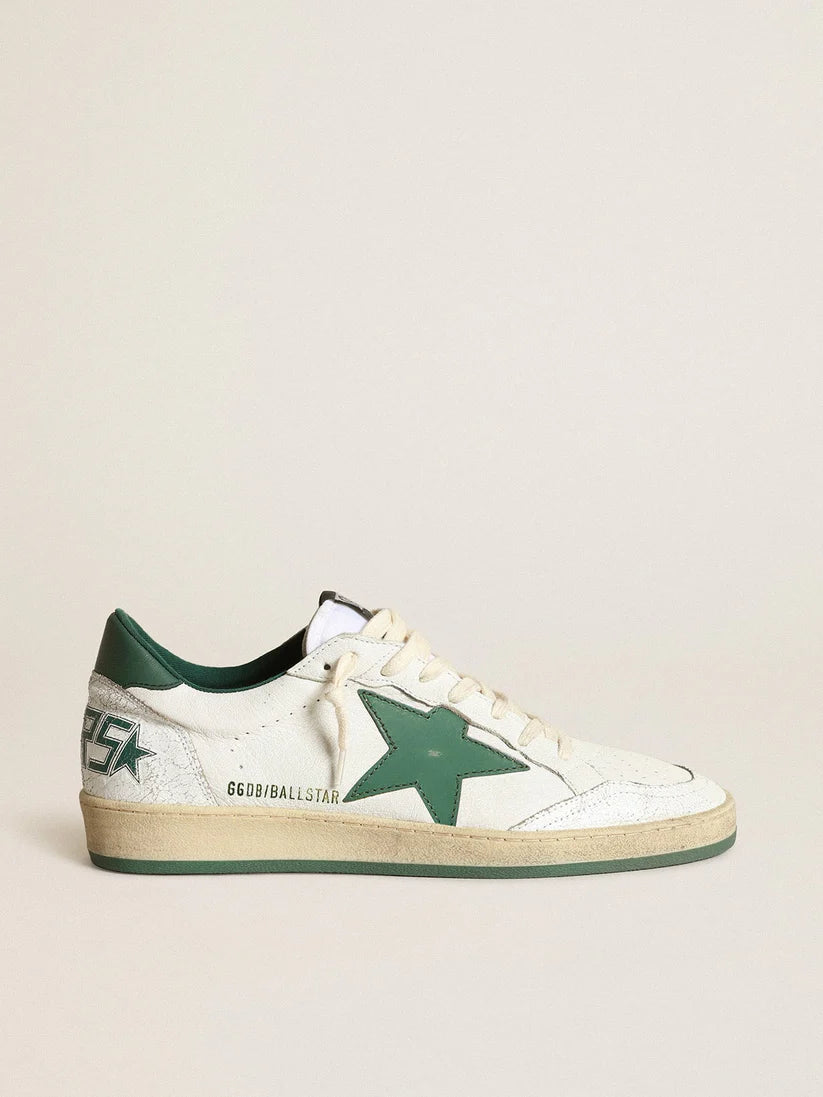Ball Star in white nappa with green leather star and heel