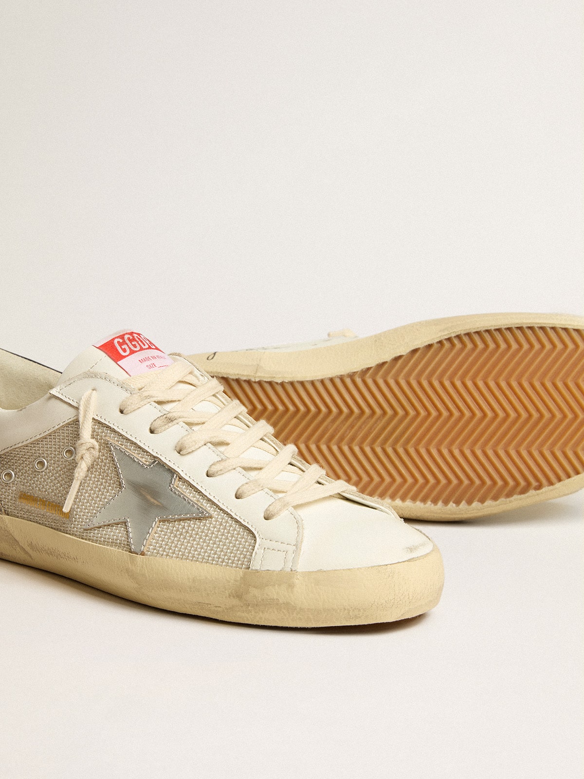 Super-Star LTD aus Mesh und Leder mit silbernem Stern und blauer Fersenlasche