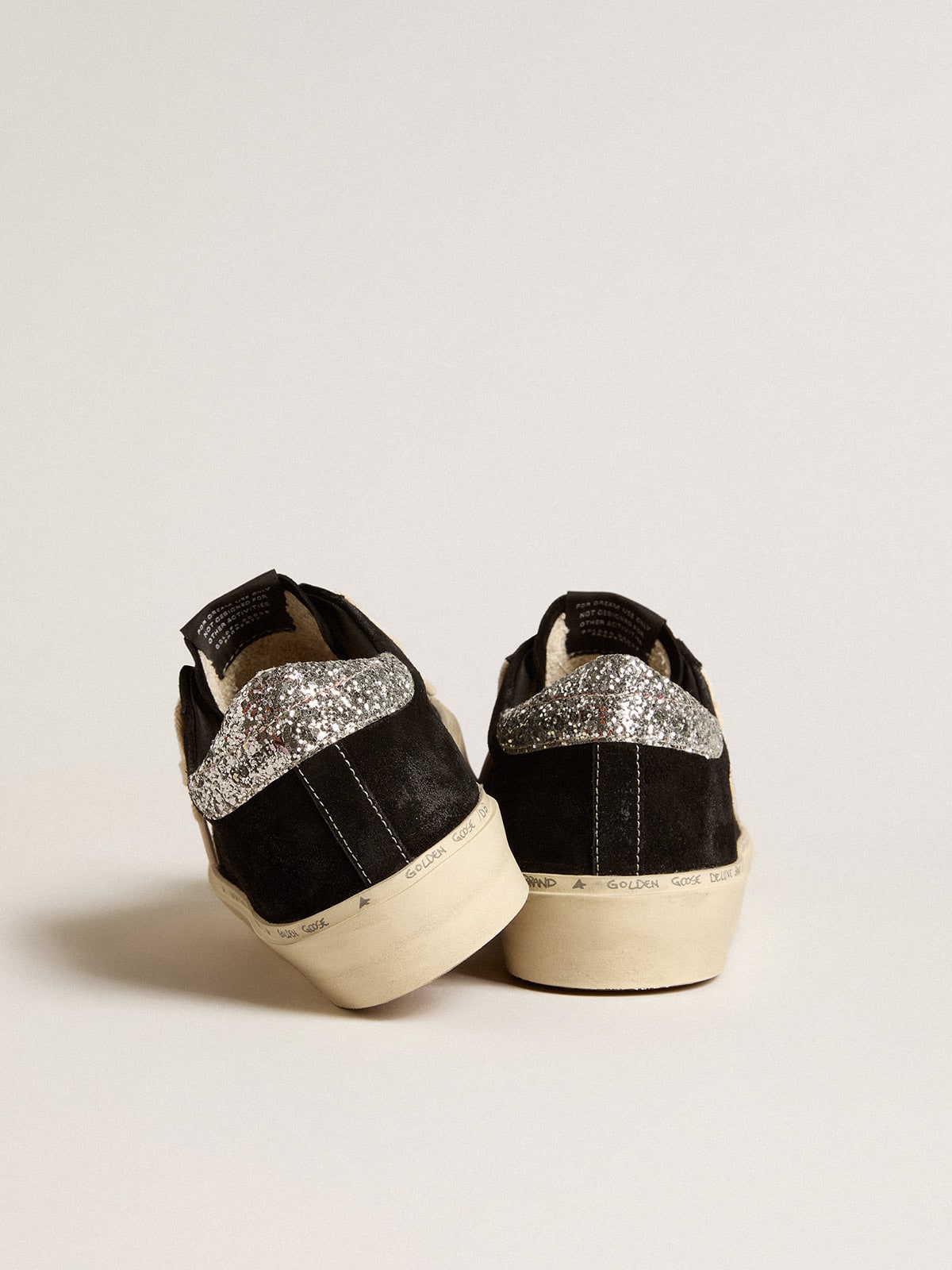 Hi Star in black leather with silver glitter heel