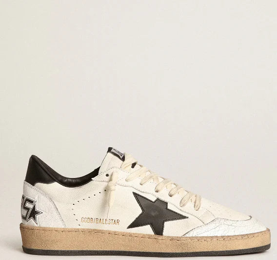Ball Star in white nappa and black star