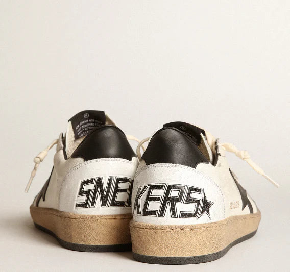 Ball Star in white nappa and black star
