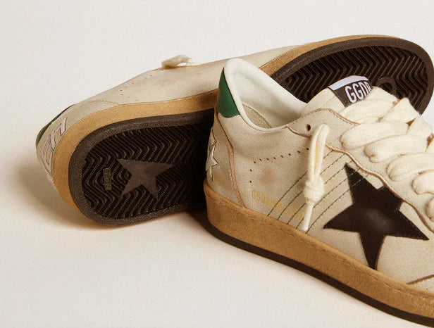 Ball Star with black leather star and green leather heel tab