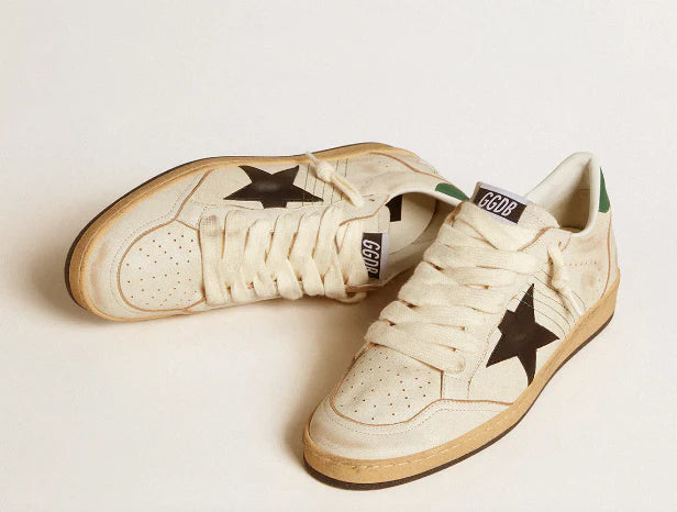 Ball Star with black leather star and green leather heel tab