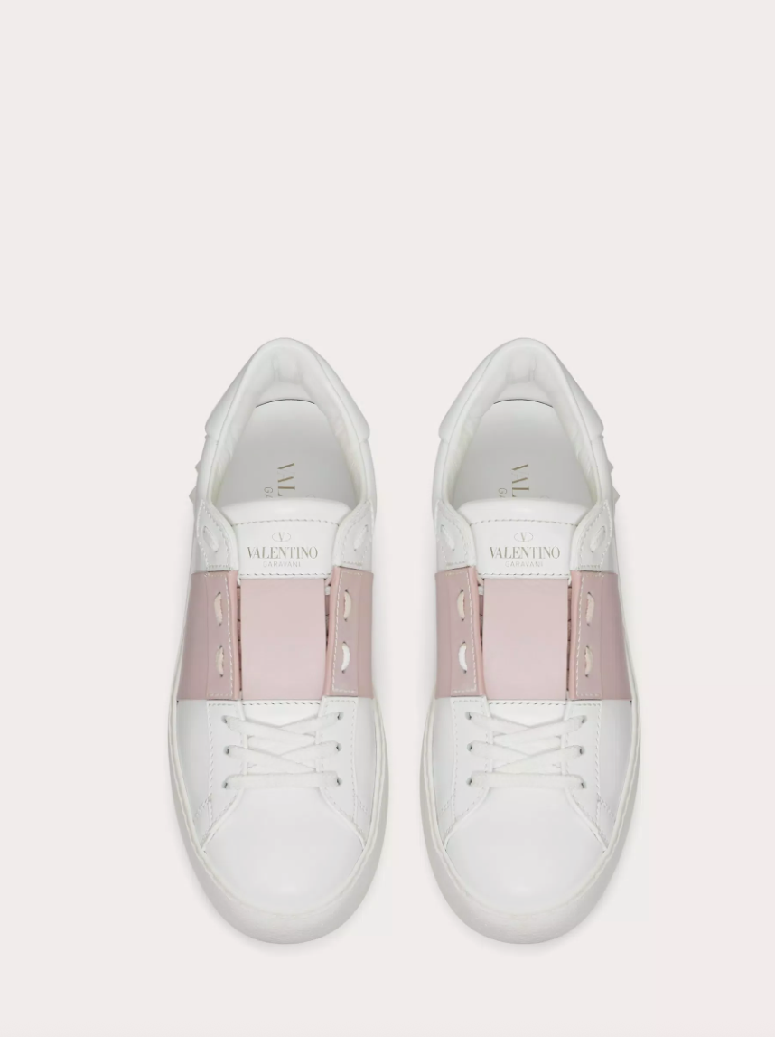 Offener Sneaker aus rosa Kalbsleder