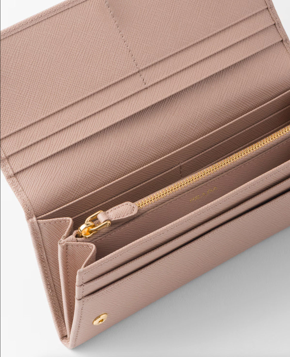 Large pink Saffiano wallet