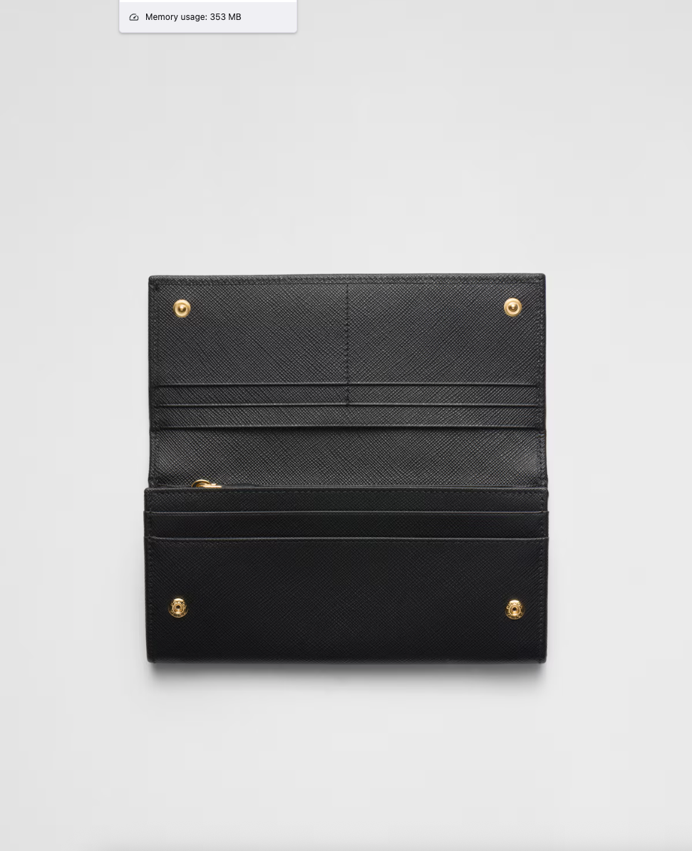 Large black Saffiano wallet with triangular logo
