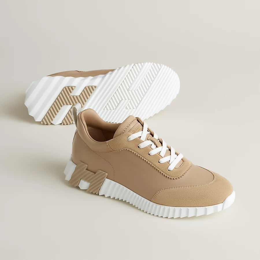 Bouncing Sneaker aus beigem Leder