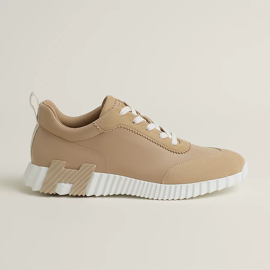 Bouncing Sneaker aus beigem Leder