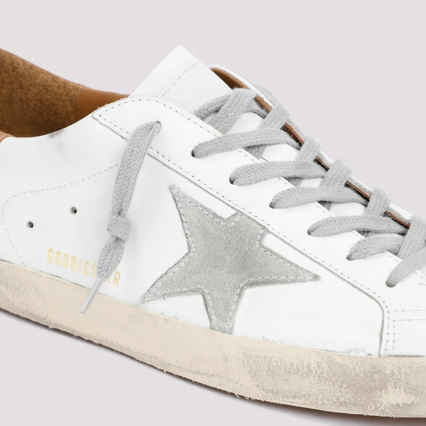 Super-Star Weiß Rindsleder Wildleder Patch Grau