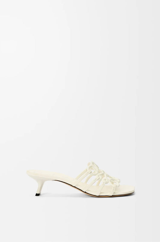 Anagram – Petal-Slipper mit Absatz aus weichem, weißem Leder