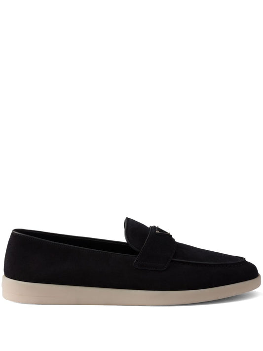 Black suede loafers