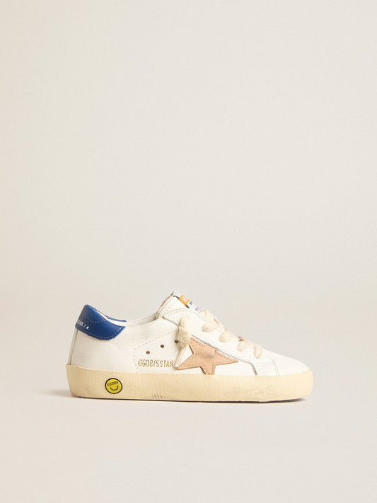 Super-Star Young aus Nappaleder mit beigem Stern und blauer Fersenlasche