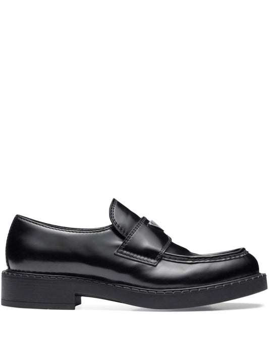 Black brushed leather loafers