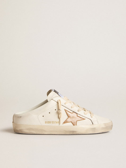 Super-Star Sabot in pelle con stella in glitter oro plastificati