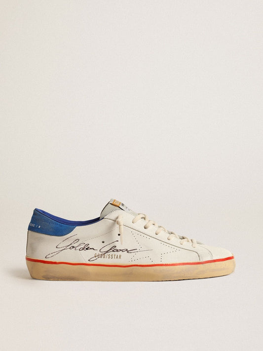 Super-Star con stella traforata e talloncino in suede blu