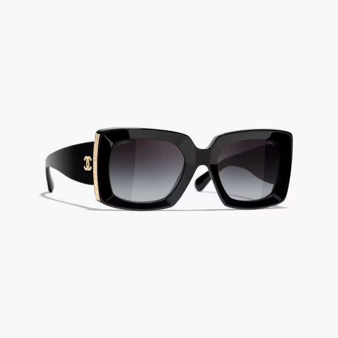 Black &amp; Gold Rectangular Sunglasses