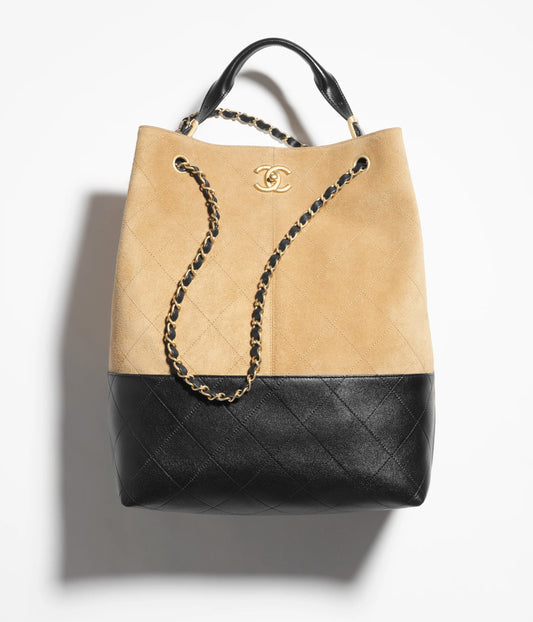 Beige &amp; Schwarze Einkaufstasche